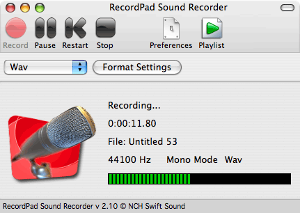 RecordPad Sound Recording Software 5.24 : Main Window