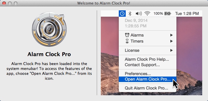 Alarm Clock Pro 10.0 : Welcome Window