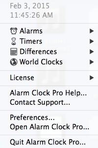 Alarm Clock Pro 10.0 : Main Menu