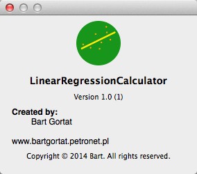 LinearRegressionCalculator 1.0 : About Window