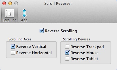 Scroll Reverser 1.7 : Program Preferences