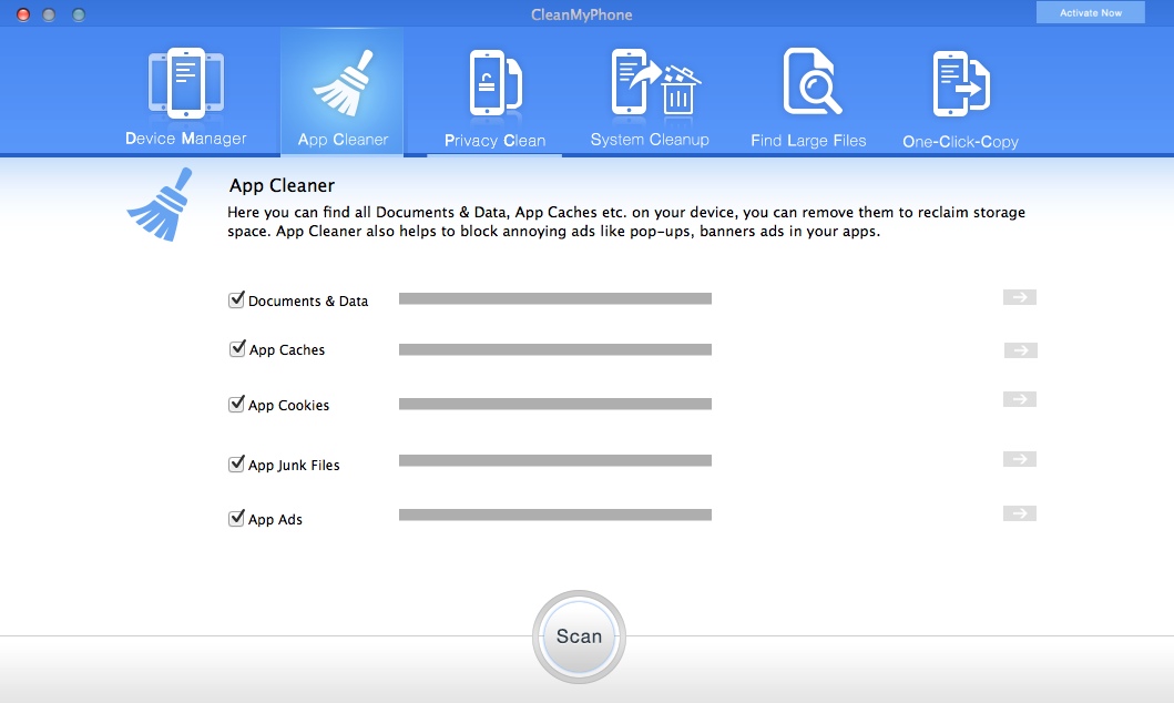CleanMyPhone 3.0 : App Cleaner Window