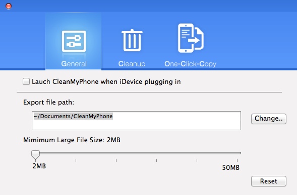 CleanMyPhone 3.0 : Program Preferences