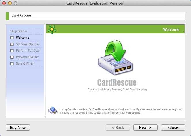 CardRescue 5.6 : Welcome Window