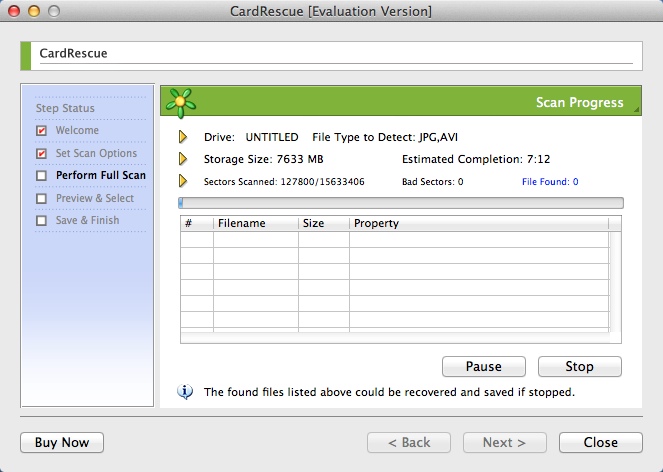 CardRescue 5.6 : Scanning Drive