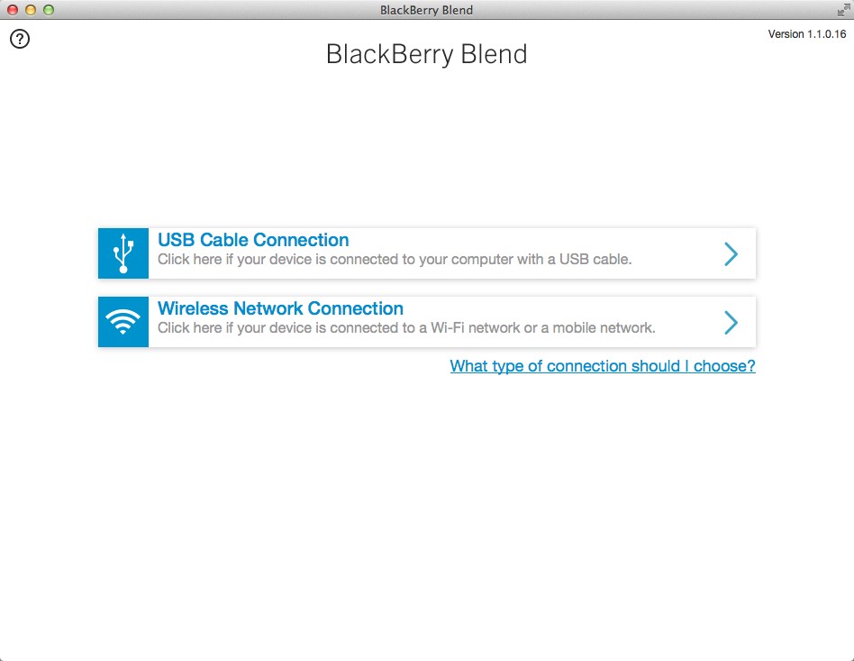 BlackBerry Blend 1.1 : Main Window