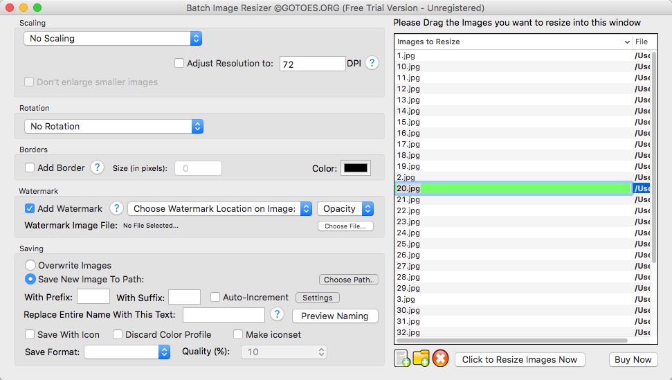 Batch Image Resizer 1.6 : Add Files
