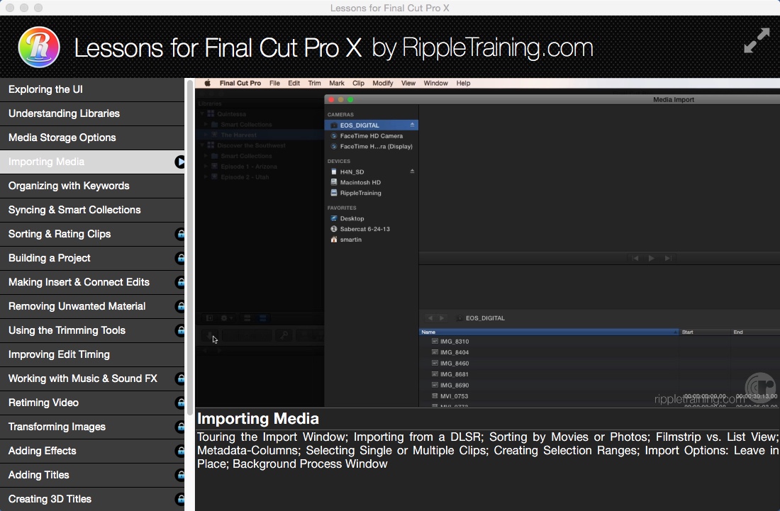 Lessons for Final Cut Pro X 1.0 : Watching Importing Media Video Tutorial