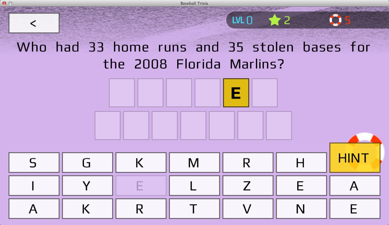 Baseball Trivia 1.4 : Gameplay Window