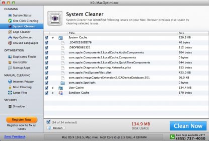 System Cleaner Window