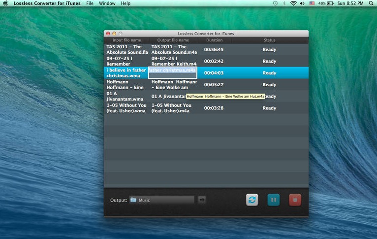Lossless Converter for iTunes 1.0 : Main window