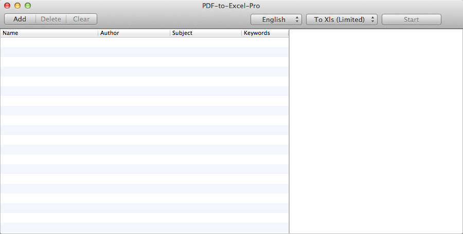 PDF-to-Excel-Pro 1.0 : Main Window