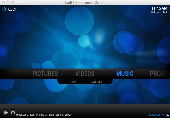 kodi 14.1 : Main Window