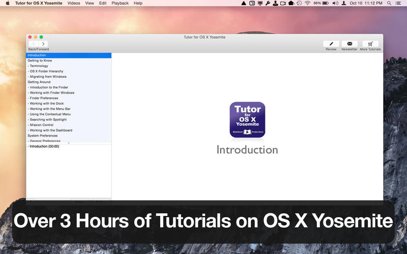 Tutor for OS X Yosemite 10.1 : Main window
