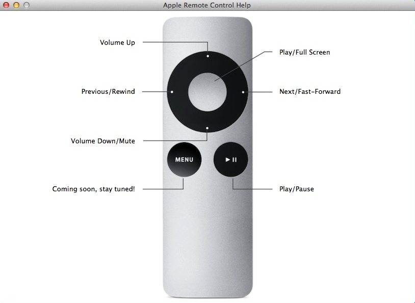 DVDFab Media Player 2.3 : Apple Remote Control Help Window