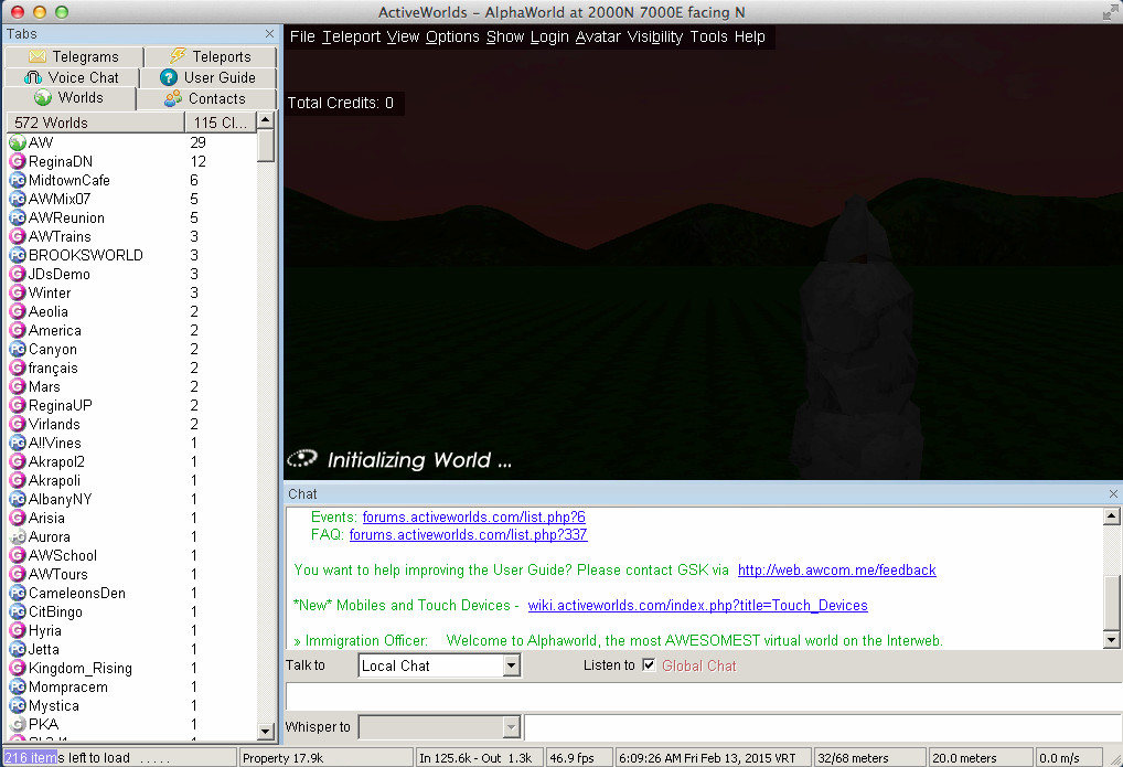 ActiveWorlds 3D 6.2 : Main Window