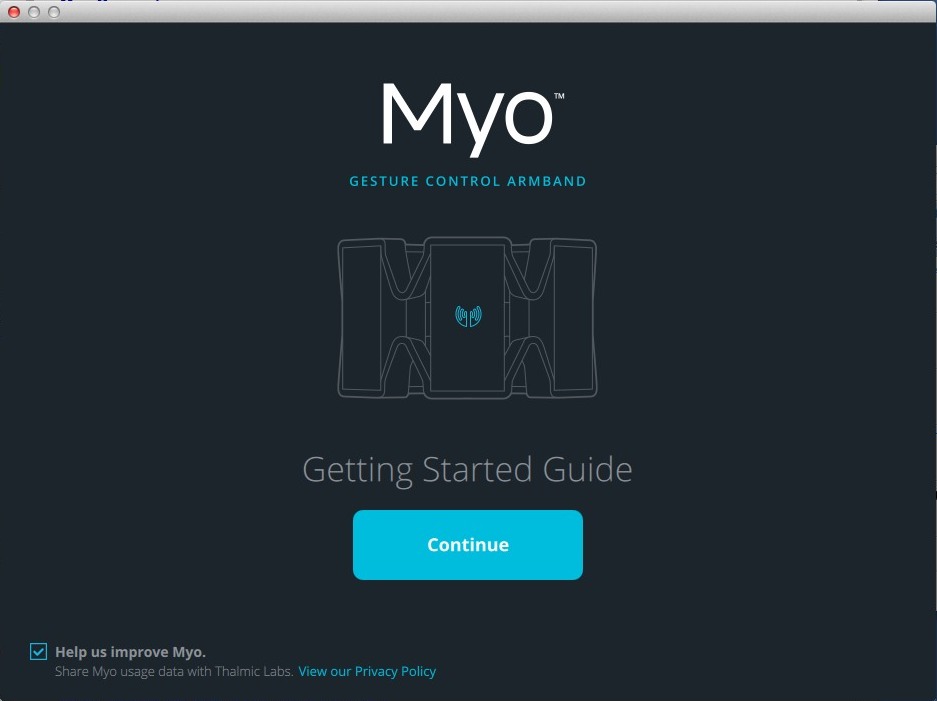Myo Connect 0.8 : Main window