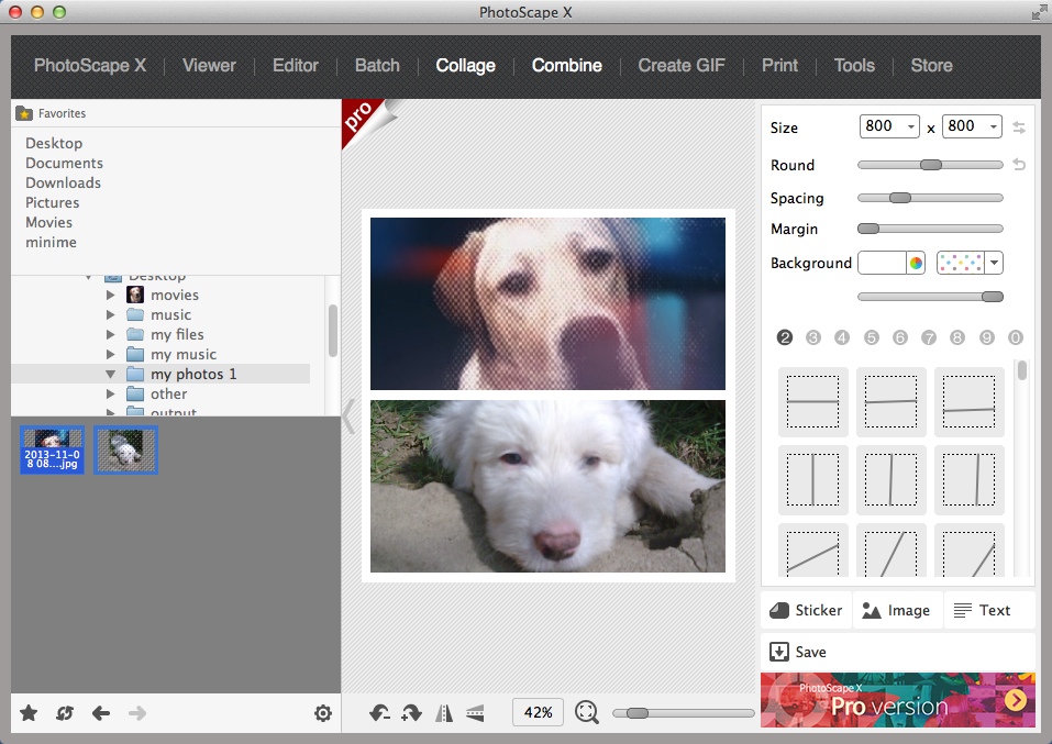PhotoScape X 2.1 : Collage Creator Window