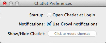 Chatlet 1.0 : Settings Window