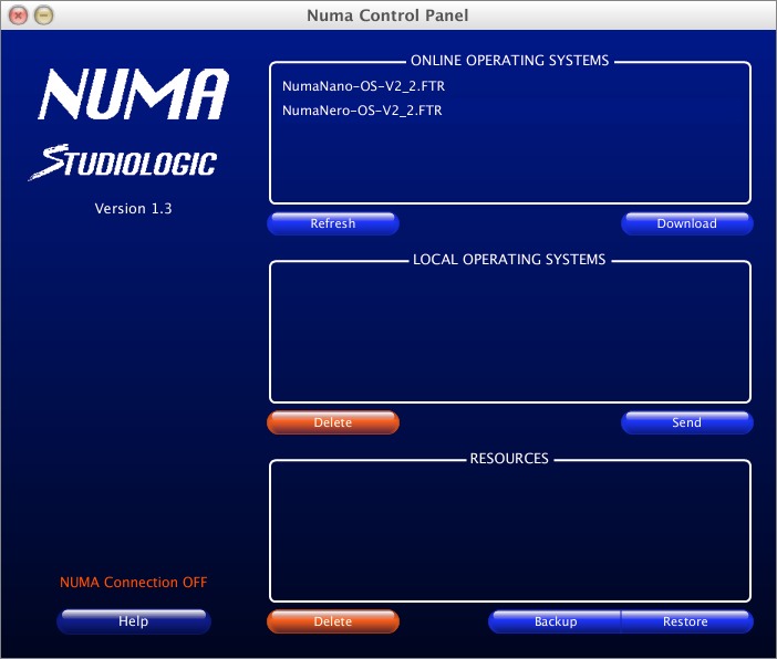 Numa Control Panel 1.3 : Main window