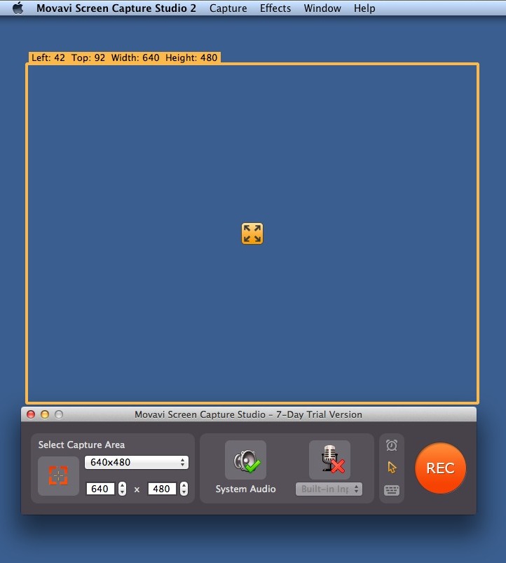Movavi Screen Capture Studio for Mac 2.0 : Main window