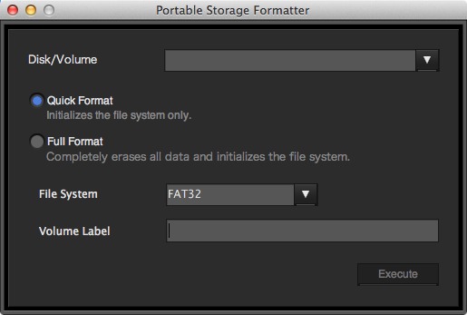 Portable Storage Formatter 1.0 : Main window