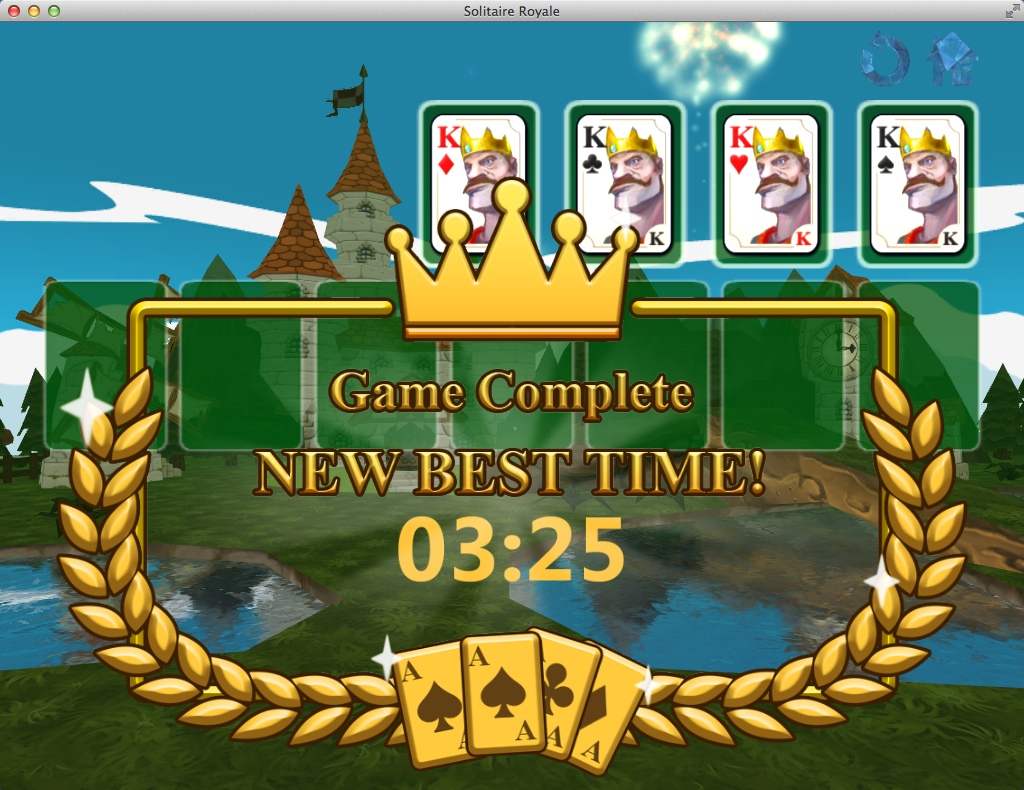 Solitaire Royale 1.0 : Completed Card Game Message