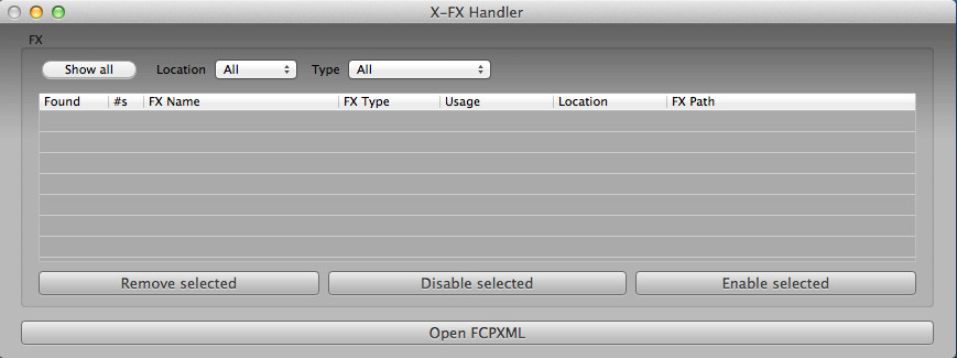 X-FX Handler 1.1 : Main Window