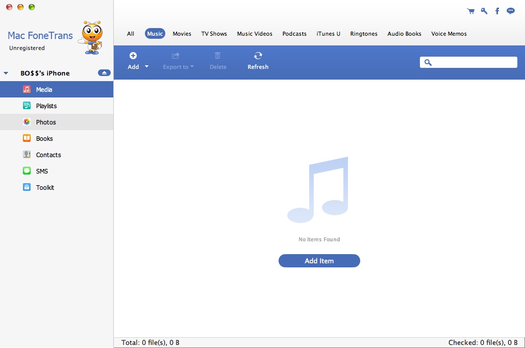 Mac FoneTrans 8.0 : Music Window