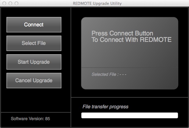 REDMOTE Upgrade Utility 5.3 : Main window