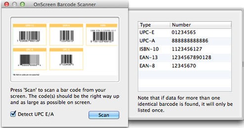 OnScreen Barcode Scanner 1.2 : Main window