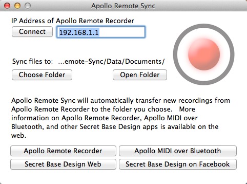 Apollo Remote Sync 1.4 : Main window