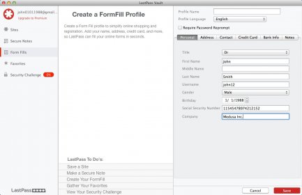 Creating Form Fill Profile