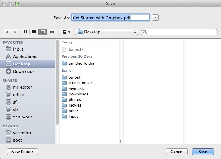 App for Dropbox 1.0 : Selecting Destination Folder For Downloaded File
