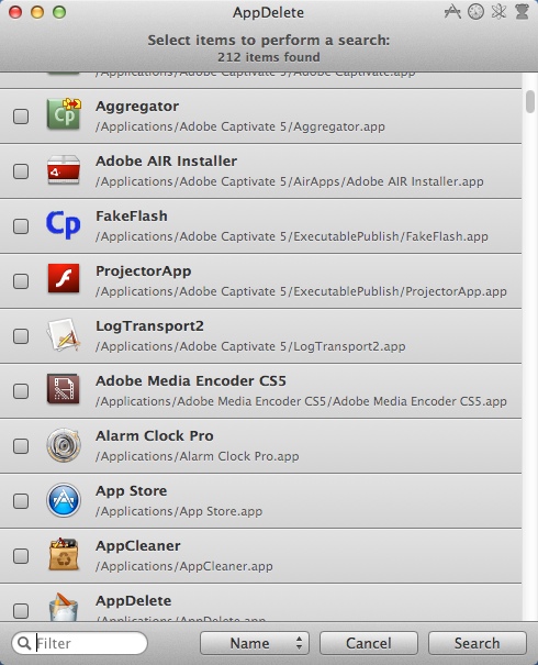 AppDelete 4.2 : Installed Apps List
