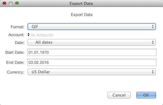 Moneydance 2015.2 : Exporting Data
