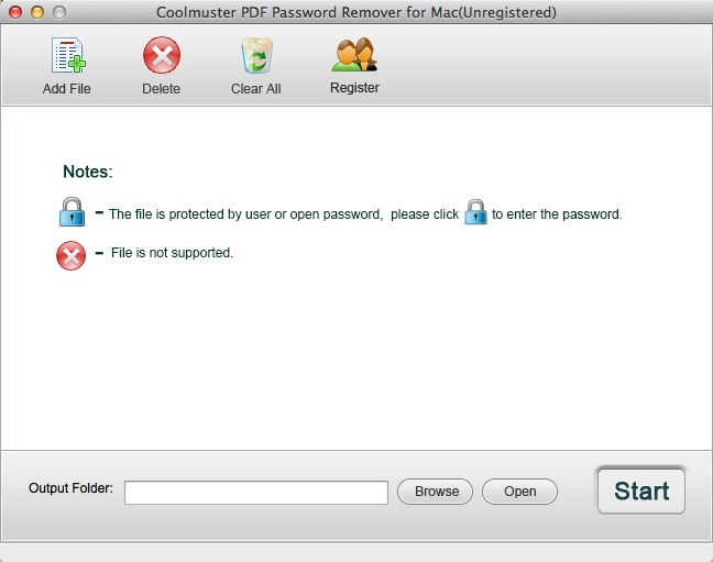 Coolmuster PDF Password Remover for Mac 2.1 : Main window