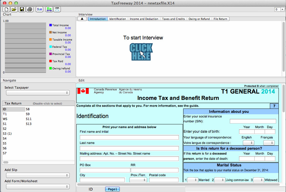 TaxFreeway for Mac 2014 1.0 : Main Window
