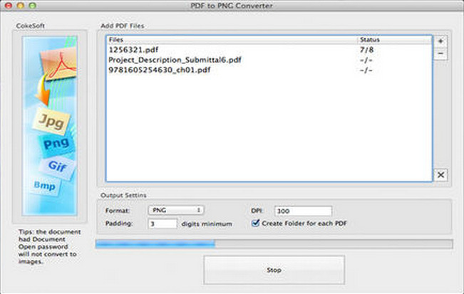 PDF to PNG Converter 1.0 : Main Window