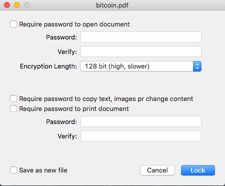 PDF Protector 1.2 : Password Options