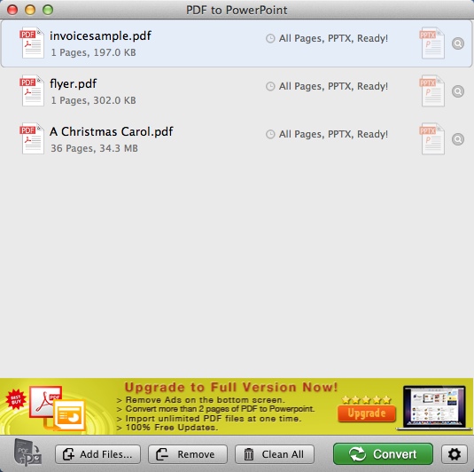 PDF to PowerPoint by Feiphone 1.1 : Main Window