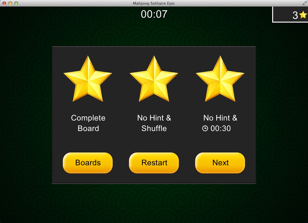 Mahjong Solitaire Epic 2.0 : Completed Level Statistics