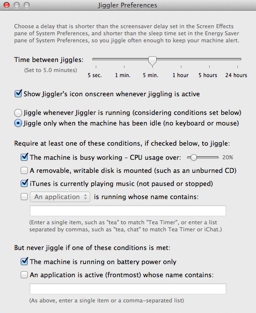 Jiggler 1.6 : Program Preferences