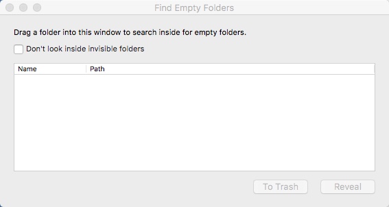 Find Empty Folders 1.1 : Main Window