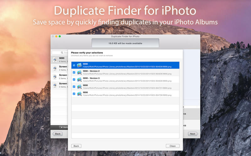 Duplicate Finder for iPhoto 1.1 : Main window