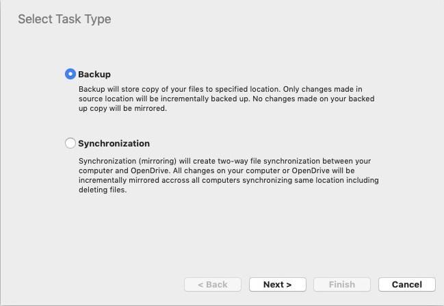 OpenDrive 1.2 : Select Task Type