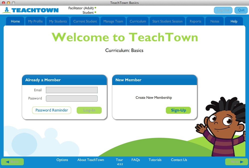 TeachTown Basics 2.2 : Main window