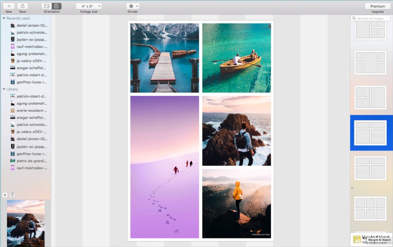 Instantane Printable Collage Maker 1.2 : Main Screen - Changing Layout