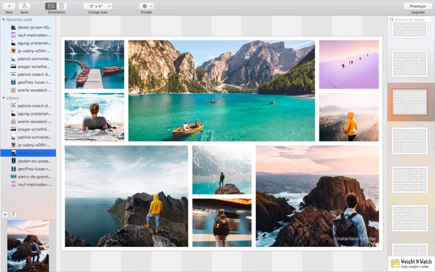 Instantane Printable Collage Maker 1.2 : Main Screen - Previewing Collage