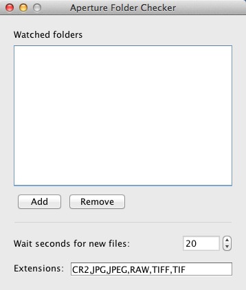 Aperture Folder Checker 0.4 : Main window